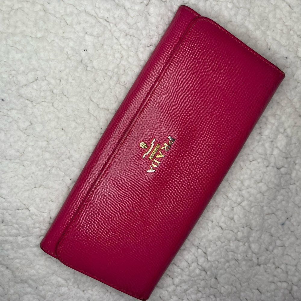 Prada fuschia pink long wallet